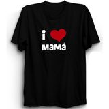 The Fame I Love Mama, Anneler Günü, Mothers Day, Mom Baskılı, %100 Pamuk Tişört - Siyah - 4XL
