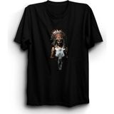 The Fame Indian Kızılderili Women And Skull Siyah Kadın T-shirt