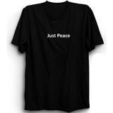 The Fame Just Peace Sadece Huzur Slogan Siyah Erkek T-shirt