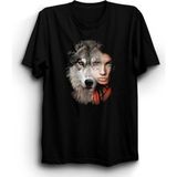 The Fame Kurt ve Wolf And Woman Siyah Kadın T-shirt