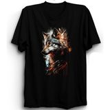 The Fame Kurt Wolf VR5 Animal Tasarım Siyah Unisex T-shirt