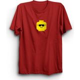 The Fame Lego-Man, LEGO Kafası, LEGO Adam Tişört - 5XL - Kırmızı