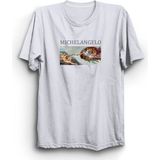 The Fame Michelangelo The Creation of Adam Resim Ressam Sanat Beyaz Kadın T-shirt