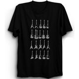 The Fame Mini Gitar Çeşitleri, Mini Guitar Types, Guitars, Enstrüman, Müzik %100 Pamuk Tişört - Siyah - XS