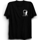 The Fame Mustafa Kemal Atatürk, Imzalı Portre Logo, Beyaz Baskılı, Pamuk Tişört - Siyah - 10 - 11 Yaş
