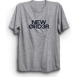 The Fame New Order, Font, Rock Metal Müzik Grubu, Unisex, Beyaz %100 Pamuk Tişört - Gri - 6 - 7 Yaş