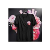 The Fame Pink Heart Logo Flyd Rock Metal Siyah Kadın T-shirt