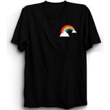 The Fame Rainbow Logo Gökkuşağı Siyah Kadın T-shirt