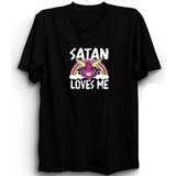 The Fame Satan Loves Me Şeytan Beni Sever Siyah Kadın T-shirt