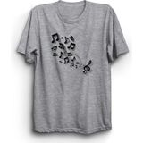 The Fame Uçuşan Notalar Flying Notes Müzik Music Gri Kadın T-shirt
