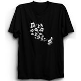 The Fame Uçuşan Notalar Flying Notes Müzik Music Siyah Kadın T-shirt