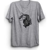 The Fame Unicorn Tek Boynuzlu At Luck T-Shirt Gri Kadın T-shirt