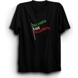 The Fame Women Life Freedom, Kadınlara Yaşam Özgürlüğü, Flag, Bayrak Tişört - 3XL - Siyah