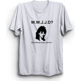 The Fame WWJD What Would Joan Jett Do Rock Metal Müzik Grubu Beyaz Kadın T-shirt