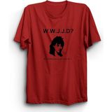 The Fame WWJD What Would Joan Jett Do Rock Metal Müzik Grubu Kırmızı Kadın T-shirt