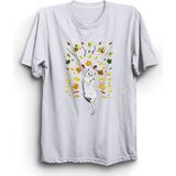 The Fame Yapraklar ve Kedi Leaves And Cat Beyaz Kadın T-shirt