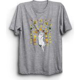 The Fame Yapraklar ve Kedi Leaves And Cat Gri Kadın T-shirt