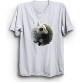 The Fame Ying-Yang Wolf Kurt ve Zen Beyaz Kadın T-shirt
