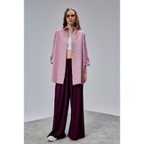The Fancy Kadın Apoletli Katlamalı Uzun Kol Oversize Gömlek - Standart - Gülkurusu