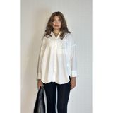 The Fancy Kadın Taş Detaylı Uzun Kollu Oversize Gömlek - Standart - Beyaz