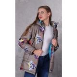 The Farm Animals Farm Animals Oversize Retro Gate Dijital Art Puffer Mont Kadın - Kahve