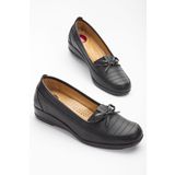 THE FRİDA SHOES Siyah Dolgu Topuk İçi Hakiki Deri Günlük Ortopedik Klasik Anne Kadın Ayakkabı Frd223