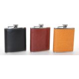 The Gencoo Paslanmaz Çelik Tekli 7 Oz Derili Matara ALK2660