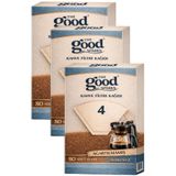 The Good Sparks 3 Paket Filtre Kahve Kağıdı Büyük Boy 4 Numara (3 Paket x 80 Adet)