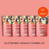 The Good Wild Çilekli Çikolatalı Granola | Glutensiz Vegan Atıştırmalık | Kurutulmuş Çilek | Yüksek Lif | 5x300 Gr - 1,5 kg