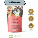 The Good Wild Çilekli Çikolatalı Granola | Glutensiz Vegan Atıştırmalık | Kurutulmuş Çilek | Yüksek Lif | 5x300 Gr - 1,5 kg