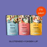 The Good Wild Granola Karma Paket | Glutensiz Atıştırmalık | Yüksek Lif | Kurutulmuş Çilek | 3 x 300 Gr - 900 gr