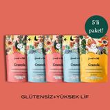 The Good Wild Granola Karma Paket | Glutensiz Atıştırmalık | Yüksek Lif | Kurutulmuş Çilek | 5 x 300 Gr - 1,5 kg