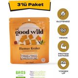 The Good Wild Humus Kraker | Glutensiz Vegan Atıştırmalık | Glutensiz Un | Filizlendirilmiş Nohut Unu | 3X55 gr