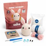 The Gookie Amigurumi Tavşan Örgü Seti, Başlangıç Seviyesi, Beyaz Pamuklu İplik, Video Eğitimli, Tığ ve İğne Dahil, El Yapımı Oyuncak