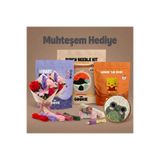 The Gookie Muhteşem Hediye Paketi | Şönil Çiçek Kiti + Punch Nakış Kiti + Amigurumi Örgü Kiti | Kendin Yap Hobi Seti | DIY Hediye Paketi