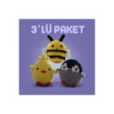 The Gookie Üçlü Paket Amigurumi Tığ Kiti, Amigurumi Örgü Seti Tığ Işi Örgü Oyuncak Seti