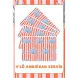 The Grade Amerikan Servis 4'lü Sarı Palmiye Tabak Altlığı Leke Tutmaz Amerikan Servis Ev Dekorasyon