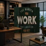 The Harder You Work Dekoratif Paravan – Motivasyon Temalı Ofis Ve Çalışma Alanı Oda Bölücü 3 Kanat Yükseklik 180 X Genişlik 120 Çift Taraf Baskılı