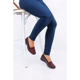 The Hope Shoes Deri Taban Yumuşak Her Mevsim Anne Ayakkabısı - Bordo
