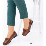 The Hope Shoes Kadın Günlük Tam Deri Taban Suni Deri Taba Ayakkabısı Dolgu Topuklu