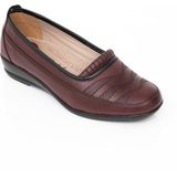 The Hope Shoes Kadın Ortopedik Deri Taban Günlük Düz Her Mevsim Anne Ayakkabısı - Bordo