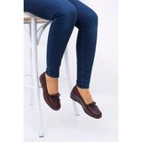 The Hope Shoes Kadın Tam Deri Taban Günlük Anne Ayakkabısı - Bordo
