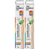 The Humble Co. - Humble Brush Proud - Adult Sensitive Yetişkin Bambu Diş Fırçası Sensitive Ultra Yumuşak Gökkuşağı Renkli (2 paketi)