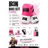 THE IRON 5 Parça Boks Seti - Boks Eldiveni + 3.5 m Bandaj + Atlama İpi + Dişlik + Bandaj Yıkama Filesi
