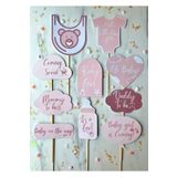 The Istanbul Event Pembe Kız Bebek 10'lu Cinsiyet Partisi Baby Shower Konuşma Balonu Seti-Mommy To Be-Baby On The Way