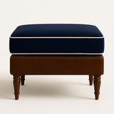 The Ivy Concept Store Blue Harbor Lacivert Kadife Deri Puf