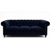 The Ivy Concept Store The Noble Run Lacivert Kadife Chester Üçlü Koltuk
