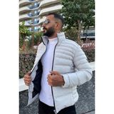 The Jojo Design Astarlı Elyaf Dolum Şişme Şık Erkek Kışlık Mont - Ekru