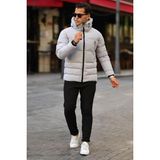 The Jojo Design Elyaf Dolum Kapüşonlu Rahat Kullanım Slim Fit Kalıp Erkek Kışlık Mont - 2XL - Ekru