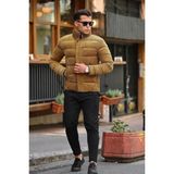 The Jojo Design Kadife Kumaş Yoğun Elyaf Dolum Şık ve Rahat Kışlık Erkek Mont - XL - Bej